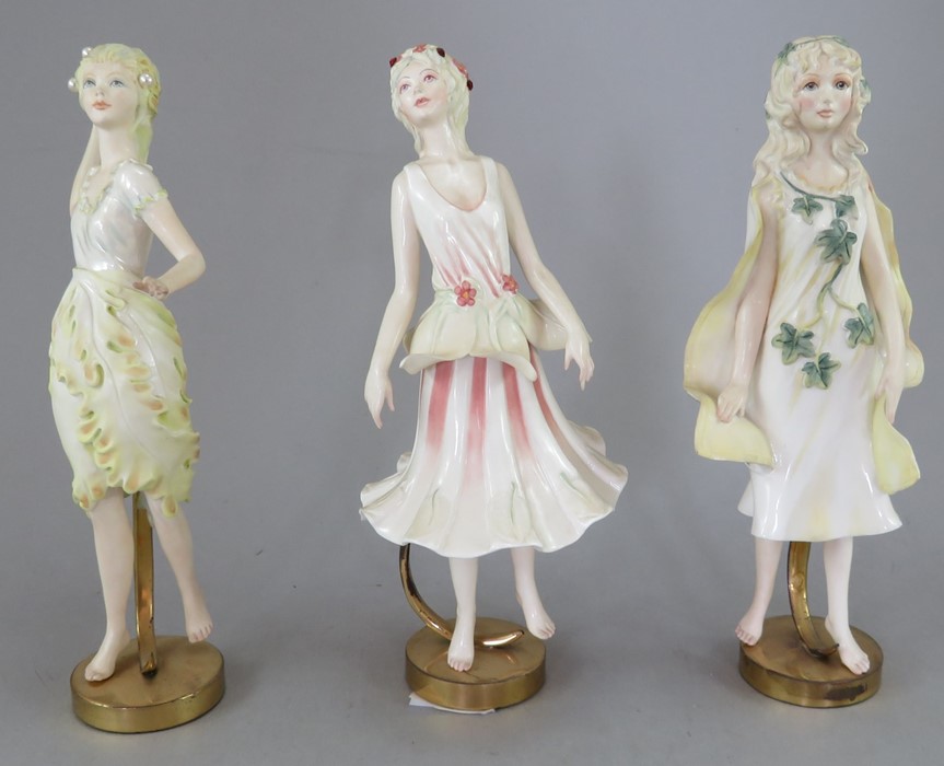A group of three Albany Fine China Co. female ceramic studies incorporating metal. Each titled