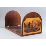 A late 19th Century Tunbridge ware rosewood bookslide, one end panel with a view of Windsor
