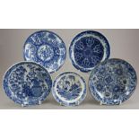 A group of early nineteenth century blue and white transfer-printed saucers, c.1800-20. To