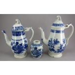 A group of early nineteenth century blue and white transfer-printed Bovey Tracey wares, c.1800-10.