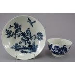 A late eighteenth century blue and white transfer-printed porcelain Worcester Bird in Branches