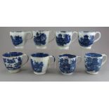 A group of late eighteenth, early nineteenth century blue and white transfer-printed chinoiserie