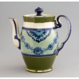 A James Macintyre & Co coffee pot and cover, circa 1910, the frieze with tube-lined blue floral