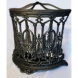 A 19th Century Coalbrookdale cast iron stick stand, fern design, demi-lune shape with cast iron