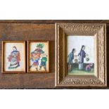 Three various 19th Century Chinese rice paper illustrations, one of two ladies and an infant,