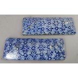 A pair of nineteenth century Spode blue and white transfer-printed knife rests, c.1820. They are