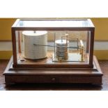 A vintage John Davis & Son of Derby oak cased barograph, chart drawer to frieze, width 37cm