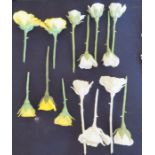 A group of fourteen Albany Fine Bone China roses on stems, probably from the production line, but