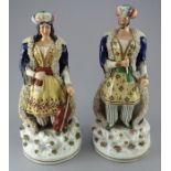 A pair early to mid-nineteenth century Staffordshire figures, c.1836 by John and Rebecca Lloyd,