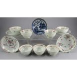 A group of mainly eighteenth century hand-painted porcelain, including blue and white Chinese