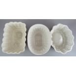 A  group of three late nineteenth century earthenware jelly moulds, c. 1880. To include: a Shelley