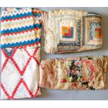A machined stitched patchwork quilt, many colourways, circa 1900's, in square panels made up of