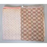 A large quilted reversible bedspread, one side, fauns, beiges, creams and pinks, in tiny sprigs