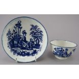 A late eighteenth century blue and white transfer-printed porcelain Worcester Mother and Child