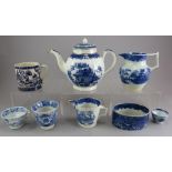 A group of late eighteenth, early nineteenth century blue and white transfer-printed chinoiserie