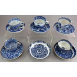 A group of early nineteenth century blue and white transfer-printed tea bowls and saucers, c.1810-