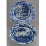 Two early nineteenth century blue and white transfer-printed wash bowls, c.1810-20. To include: a