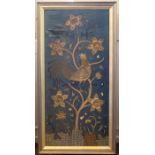 A pair of early 20th Century Indian textile panels, depicting cockerels and flowering trees,