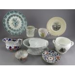 A mixed group of early nineteenth century pottery and porcelain, c.1800-40. To include: a Copeland &