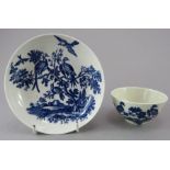 A late eighteenth century blue and white transfer-printed porcelain Worcester Bird in Branches