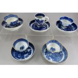 A group of late eighteenth, early nineteenth century blue and white transfer-printed chinoiserie tea