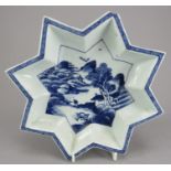 An eighteenth century Chinese hand-painted blue and white porcelain serving dish, c.1770. It is of