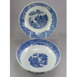 Two early nineteenth century blue and white transfer-printed chinoiserie Minton bowls, c.1800-10. To