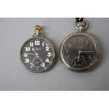 An RFC Doxa 30hr fob watch with black dial, bearing the legend, '30 hour non luminous. Mark V B.E.