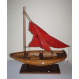 A craftsman made wooden model of a traditional Thames sailing barge with planked hull and wooden
