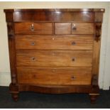 A Victorian mahogany chest, the serpentine top over frieze drawer, two short and two further long