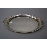 A late Victorian oval, silver two handled tray with rope gadrooned outline , mirror plateau and
