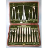 Elkington and Co Ltd, a cased six person silver plated fruit set retailed by Walter, Locke and Co