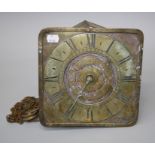 A 19th century 30hr, single hand  Quaker style wall timepiece with "riggle-worked" dial centre. 23cm
