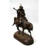 After Evgeni Lanceray (Russian 1875-1946), A patinated bronze study of an Arab horseman the base