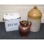 A T Smith stoneware 4 gallon stoneware flagon named J H Miller Colchester, together with an