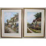 R D Sherrin (1891-1971) Country cottages in summer landscapes a pair of watercolours, signed 51 x 35