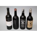 Four bottles of port, Warres 1970, Calem 1997, Taylors LBV 2004 and Warres LBV 1981.