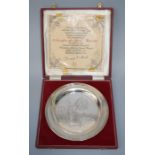 A cased silver limited edition British Empire plate. Numbered 359/1700. London 1972. 7.07 Troy oz.