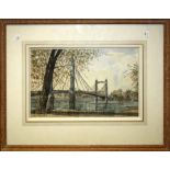 20th Century British School, a study of Albert Bridge. Watercolour, Indistinctly signed and dated '