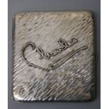An 800 standard textured silver cigarette case, the hinged cover named "Charles" in scripted