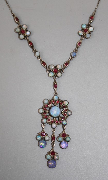 A sterling silver moonstone necklace together with a white metal link necklace and carnelian beads - Image 2 of 2