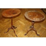 A 19th century mahogany oval topped tripod wine table with slender column. 52cm wide. Together