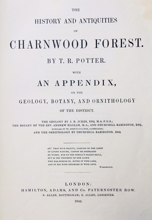 Potter, T. R. The History and Antiquities of Charnwood Forest, London: Hamilton, Adams, and Co.,