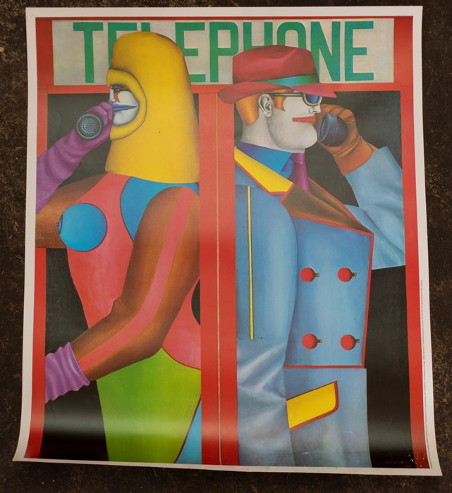Richard Lindner (1901-1978), Telephone, 1966, Pop Art colour poster by Motif Editions, London,