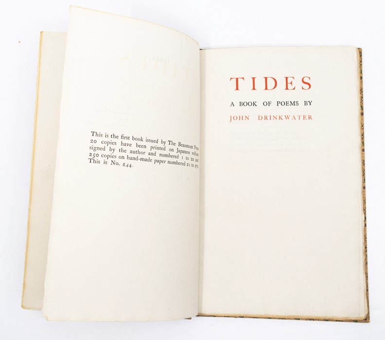 Presentation copy for Sir Edmund Gosse. Drinkwater, John. Tides: A Book of Poems, the first book - Image 5 of 5