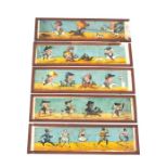 Collection of 14 Victorian coloured glass magic lantern slides, including slides depicting