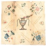 A late-18th century handmade Valentine "love token" or "puzzle purse", ink & watercolour on laid/