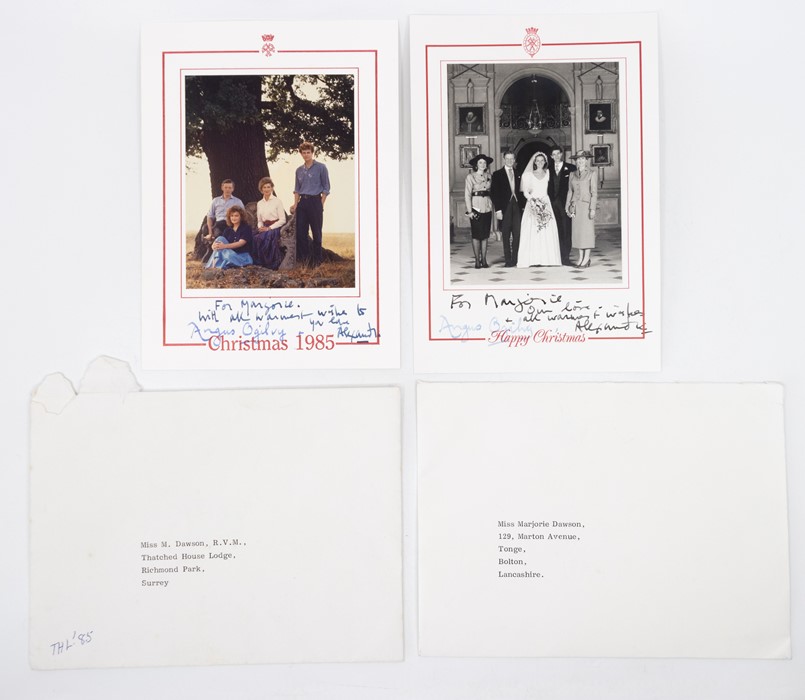 HRH Princess Alexandra, The Honourable Lady Ogilvy. Two autograph Christmas cards, inscribed and