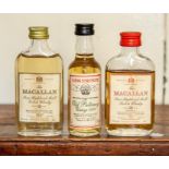 3 rare whisky miniatures including Macallan 100proof, Macallan 70proof, Old Pulteney 1974 Cask