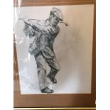 British School, 20th Century, The Backswing, charcoal, 32.5 by 27cm, framed